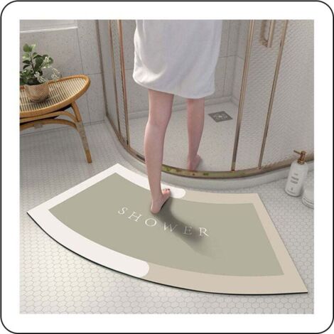 Tapis de Bain Courbé pour Salle de Bains - Très Absorbant, Séchage Rapide, Antidérapant, en Microfibre - Moquette de Douche Confortable et Fonctionnelle (1/4)