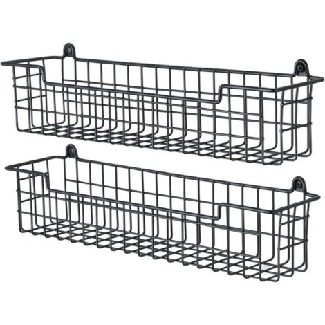 Étagère à épices murale, étagère de rangement pour porte d'armoire, lot de 2 étagères à épices murales permettant de gagner de la place pour la cuisine, noir (1/4)