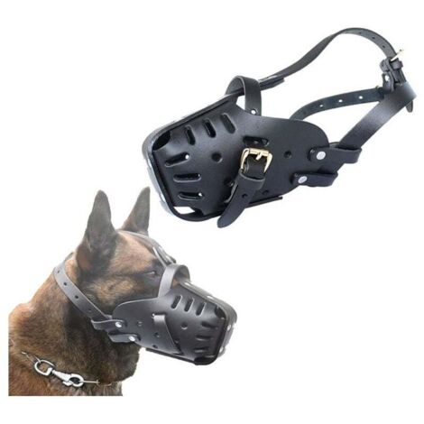 Muselières pour Animaux de Compagnie - Cuir - Fait à - Chiens Taille Moyenne et Grande - Berger Allemand Doberman - Masques Anti-Morsure Le Dressage Chiens - Muselières défense Macaron (1/4)