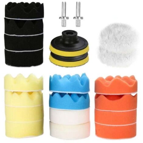 Kit 22 éponges polissage pour perceuse - Pour voiture - Noir - Polissage et finition parfaits (1/4)