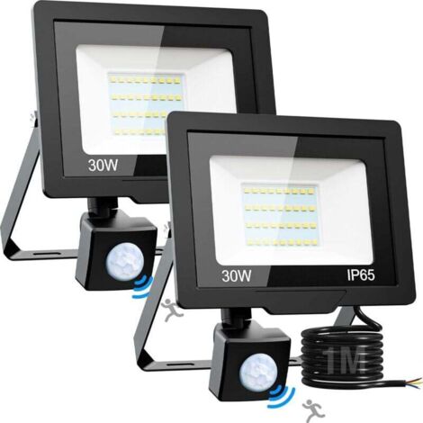 Projecteur LED Exterieur Detecteur de Mouvement 2 Stück, [30W 6500K] Projecteur Exterieur LED, 3000LM Étanche Spot LED Extérieur, Eclairage Exterieur pour Patio Jardin Garages Cours Blanc Froid (1/4)