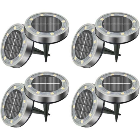 Set de 8/12/18 Bornes Solaires de Jardin - 8 LEDs Blanc Froid Étanches - Décoration pour Pelouse, Allée, Allée (1/4)