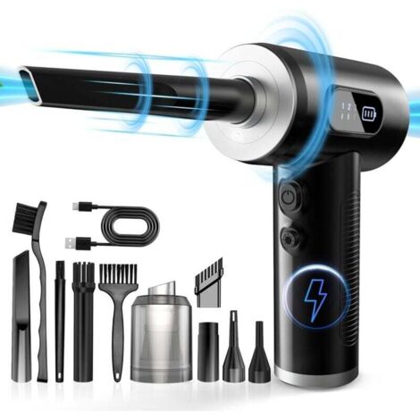 Souffleur d'air comprimé électrique puissant avec batterie 6000 mAh, 3 en 1. Parfait pour nettoyer ordinateurs, claviers, canapés, voitures. (1/4)