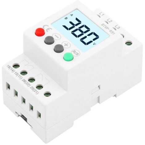 Protecteur de Phase Triphasé AC 380V LCD, Surveillance Surtension/Sous-Tension/Séquence/Perte de Phase pour Moteurs d'Ascenseur/Climatisation (1/4)