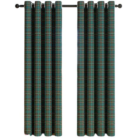 Rideaux Décoratifs à Motif Vichy/Tartan - Style Campagnard à Oeillets - pour Cuisine ou Salon - Lot de 2 Panneaux