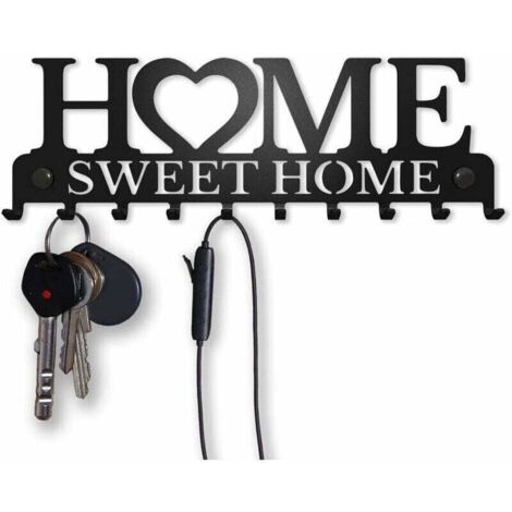 Porte-Clés Mural Accroche Clef Sweet Home Décoratif (10 Crochets), Patère en Métal pour Porte d'Entrée, Cuisine ou Garage Rangement pour Clés de Maison, Travail, Voiture, Véhicules Décor Vintage
