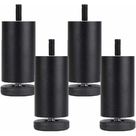 4 Pièces Pieds de Meubles Reglables Pieds de Meubles en Alliage d'aluminium Meubles Jambes Ronde Métal Pattes de Meuble Table Canapé Lit,Noir(10cm) (1/4)