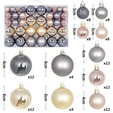 Lot de 100 boules de Noël décoratives à suspendre pour sapin de Noël, avec boîte portable, pour fêtes de fin d'année (1/4)