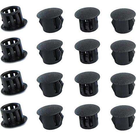 Bouchons ronds en plastique (noirs, 8mm), 20 pièces, couvercles de trous de meubles, couvercles de trous en plastique, bouchons de perçage pour serrures de trous de meubles (1/4)