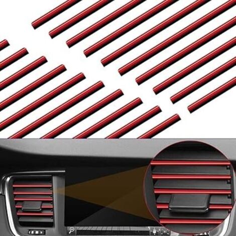 (Rouge)20pcs 19,5cm Bande de Grille d'Aération de Voiture, Bandes Décoratives Voiture Accessoire Voiture Interieur Decoration pour Climatisation de Voitures Sortie d'Aération Grilles (1/4)