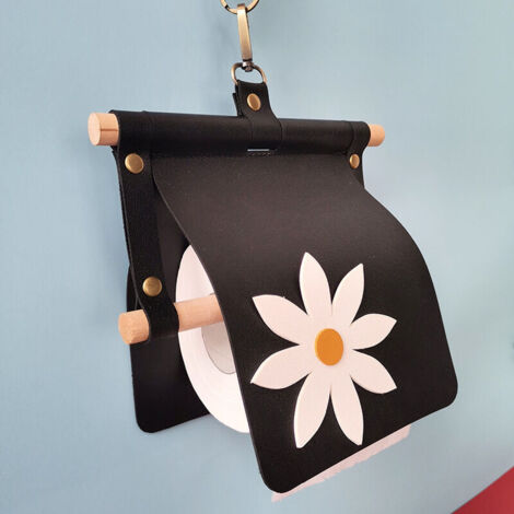 Porte-papier hygiénique noir-support mural rustique avec porte-poussoir crochet porte-rouleau de papier toilette pour salle de bain/RV/camp/ferme anti-poussière décoratif distributeur de papier toilet (1/4)