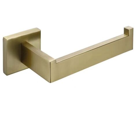 Porte Papier Toilette Poli Laiton Brossé, Acier INOX Porte Rouleau Support Papier Toilette pour Salle De Bain et Cuisine (Carré) (1/4)