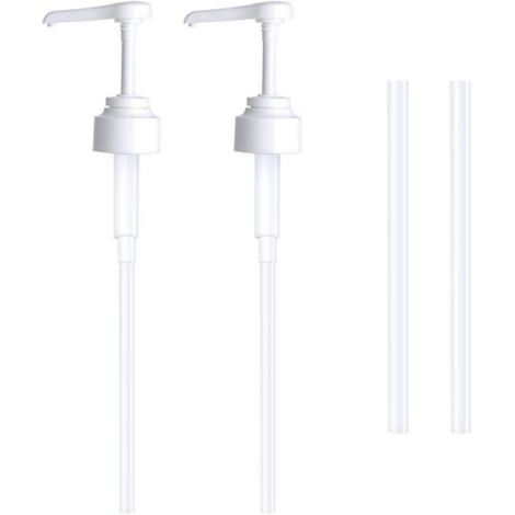 Lot de 2 Pompe doseuse bidon 5 litres Bouteille Pompe Vide(Blanc), réutilisables Flacon Pompe Vide Plastique Remplacement de 38 cm pour contenants d'assaisonnement de Liquide de Salle de Bain (1/4)