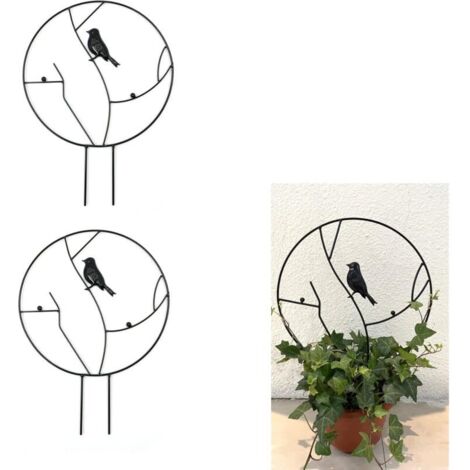 Ensemble de supports pour plantes 2 pièces, style oiseau, support pour plantes à fleurs, cadre d'escalade en fer, adapté aux anneaux de jardin de la maison (1/4)