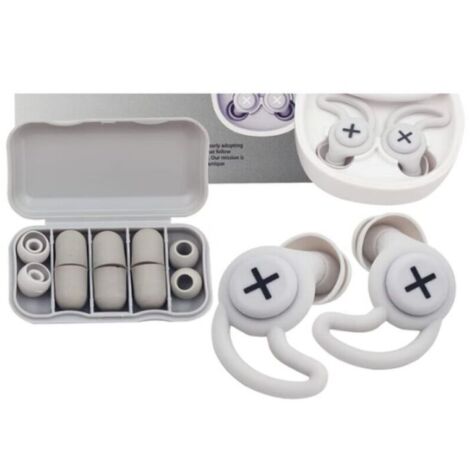 Bouchons d'oreilles, gris, bouchons d'oreilles en silicone réutilisables et lavables, pour dormir, réduire le bruit et protéger les oreilles (1/4)