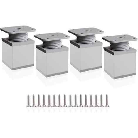 Pieds de meuble réglables, 4 pieds d'armoire 50 mm Hauteur réglable 0-20 mm Pieds de table en aluminium pour bureaux, canapés et meubles de bricolage