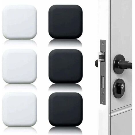 Butée de porte murale blanche/noire 45 mm x 45 mm, lot de 6, butées de porte en caoutchouc auto-adhésives, butées de poignée de porte, butées murales pour poignées de porte contre butées de porte (1/4)
