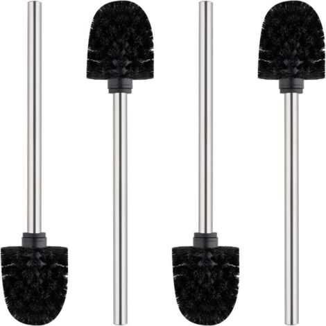 Brosse WC Classique 4 Pièces, Manche en Acier Inoxydable, Tête de Brosse Noire 7CM (1/4)