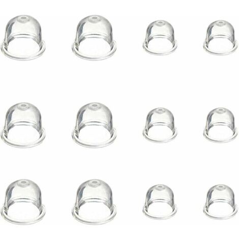 Pompe à ampoule d'amorçage blanche, tasse d'huile de carburateur transparente de 19 mm et 22 mm pour tondeuse, machine à haie, scie à essence, ampoule d'amorçage de carburant de ventilateur 12 pièces (1/4)