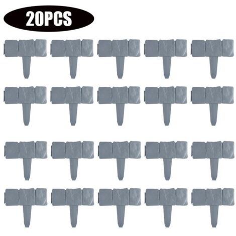 20pcs jardin clôture bordure pliante paysage imitation Pierre plastique jardin clôture pelouse clôture panneau bricolage ornements (1/4)
