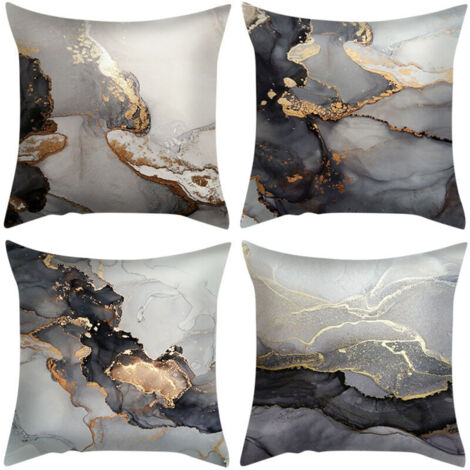 Lot de 4 Housse de Coussin, Housse Coussin 45x45cm Housses de Coussin Taie d'oreiller Décoratif Canapé pour Chambre, Canapé, Chaise, Lit,Jardin(Texture de marbre) (1/4)