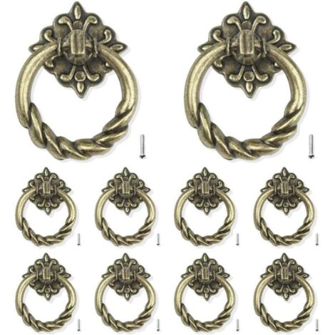 Lot de 10 poignées de porte et tiroir, en bronze, pour meubles de cuisine, portes de tiroirs et armoires, vis de montage arrière