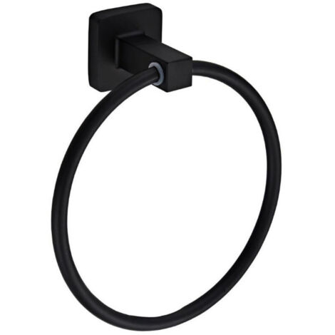 Porte-Serviettes, 15.7 cm Anneau Porte-Serviettes Givré Noir Mural Rond en Acier Inoxydable de Bague de Serviette de Support pour Salle de Cuisine,Bain
