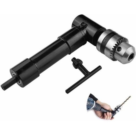 Mèche de fixation de foret à angle droit, Tête en aluminium de 1500RPM 3/8 90 degrés Adaptateur de clé de mandrin Tige hexagonale de 8 mm Pour accessoires d'outils électriques (1/4)