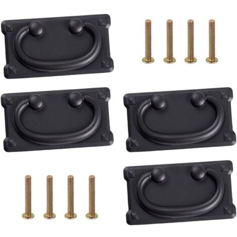 (Noir),Lot de 4 poignées de tiroir vintage antiques avec 8 vis de 25 mm