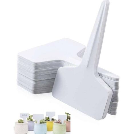 50 PCS Etiquettes Plantes, Etiquette Semis,50x Etiquette Potager de type T(6 x 10 cm),imperméables étiquettes,Etiquetage Réutilisable-Contenants et Accessoires Pour Plantes. (Blanc50) (1/4)