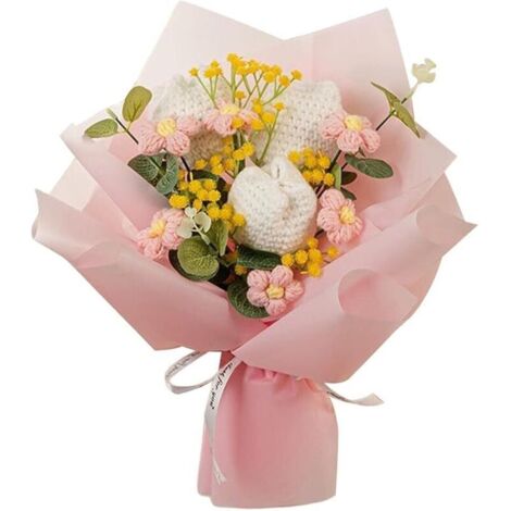 1PCS (30x35cm)Generic Bouquet de Fleurs au Crochet Tulipes Fleurs tricotées Fleurs artificielles pour la fête des mères, Mariage, fête, décoration intérieure (1/4)