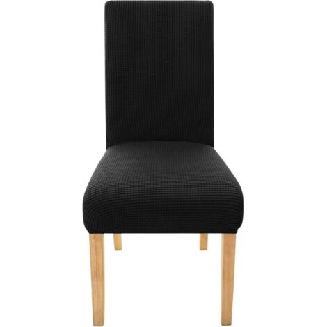 Housse de chaise de mariage en jacquard extensible, lavable en intérieur, bon marché, noire, pour salle à manger (1/3)
