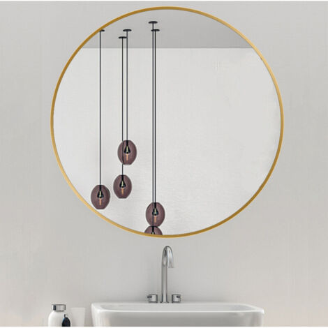 60cm Or Miroir Circulaire Miroir de Vanité avec Cadre en Alliage d'Aluminium Brossé Décoration Moderne pour Salle de Bain, Salon, Chambre à coucher (1/4)