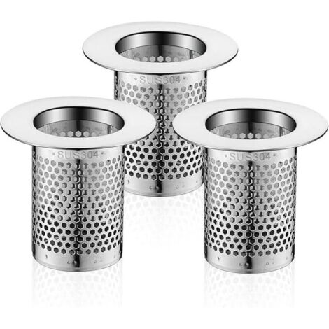 Filtre a Cheveux Douche, 3 Pièces Inoxydable Filtre Lavabo Salle de Bain, 5,5 × 5cm Bouchon Lavabo Filtre pour Balcon (1/3)