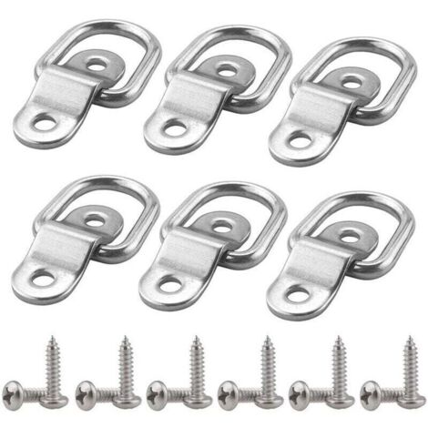 6 Pcs Anneaux Arrimage en Acier Inox D Anneau de Fixation avec Vis pour Remorque Bateaux Voiture Cargaison Autos Camions (1/4)