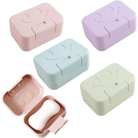 4 Pack Boîte à Savon de Voyage, Porte Savon avec Couvercle Boite à Savon Portable en Plastique étui à Savon Boîte de Rangement de Savon Facile à Nettoyer pour Salle de Bain Lavabo Voyage (1/4)