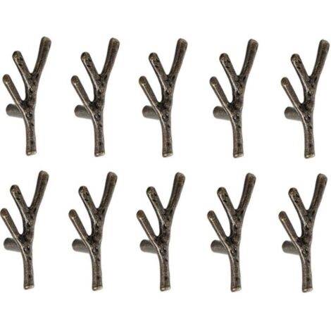 10x Poignée Meuble en Forme de Branche Poignées Armoires en Alliage de Zinc avec Vis Bronze - Trou Unique