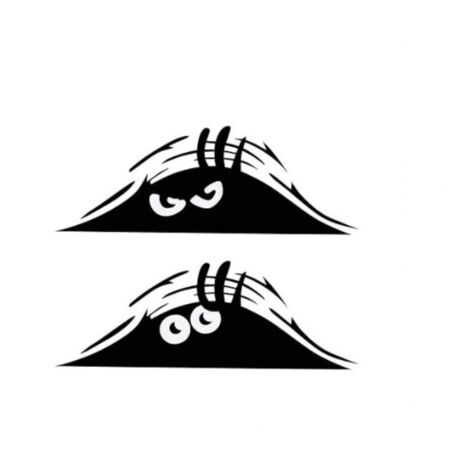 2 Pièces Peeking Monster Effrayant Yeux Autocollant de Voiture Peeking Elf Decal Imperméable Sourire et Angry Noir Autocollants de Voiture pour Pare-Chocs de Fenêtre de Voiture (1/4)
