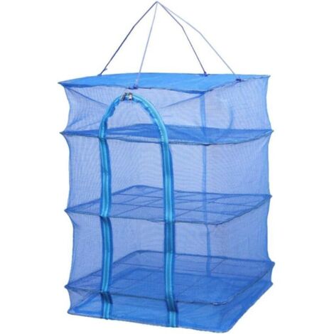 Séchoir à herbes à 3 étages en maille filet à suspendre avec fermeture éclair pliable pour sécher les légumes et les poissons (hauteur 66 cm) (1/4)