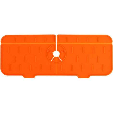 Tapis d'égouttage pour poignée de robinet (orange), tapis de robinet en silicone pour évier, tapis de séchage, cuisine, salle de bain, salle à manger tapis de séchage multifonctionnel (1/4)