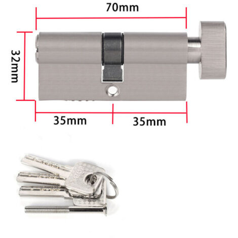 Serrure à cylindre en alliage de zinc de 70 mm (35/35), avec 3 clés, anti-effraction, anti-perçage, anti-choc (1/3)