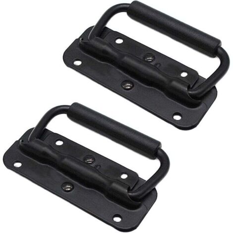 2pcs acier inoxydable boîte à main poignée ascenseur boîte à outils ressort pliant poignée, poignée de traction 100mm (1/4)