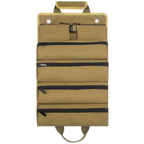 Sac de quincaillerie roulé kaki jardin électricien menuiserie sac de quincaillerie épaissi sac d'outils de quincaillerie voiture sac de rangement d'outils (1/4)