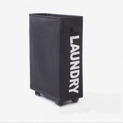 Panier à linge pliant de 42 litres - noir avec 4 roues, collecteur de linge, bac à linge rectangulaire pour le stockage des vêtements à la maison (1/4)