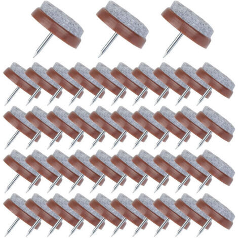 50 Pcs Patin Chaise a Clouer 24mm Marron Tampon Chaise en Feutre pour Protéger Pieds des Meubles (1/4)