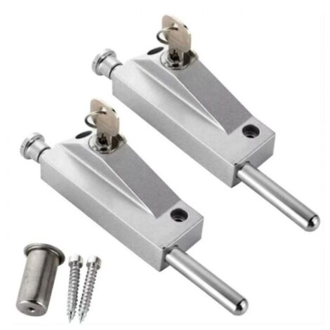 (argent) 2 pièces Verrou de porte en alliage d'aluminium, verrou de sol, verrou de sécurité antivol, verrou de porte tournante (1/4)