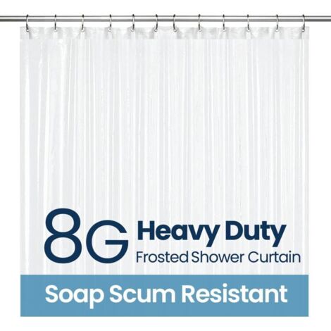 Rideau Douche, Rideaux de Douche PEVA 8G pour Baignoire et Salle de Bains Anti-moisissure avec 12 Crochets de Rideau de Douche Mat 180cm x 180cm (1/4)