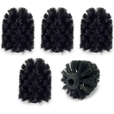 (5-Pack) Remplacement tête de Brosse WC Tête de Rechange pour Brosse WC Plastique Noir 7 x 7 x 9 cm (Tête) (1/4)