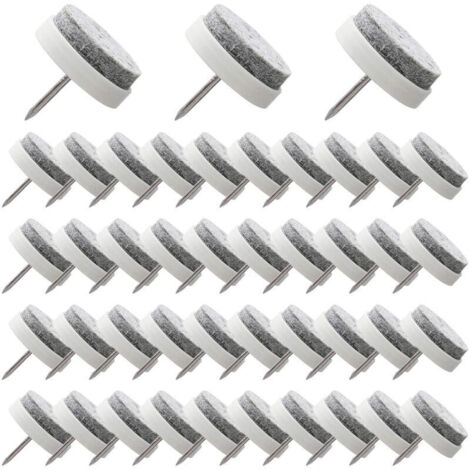 50 Pcs Patin Chaise a Clouer 24mm Blanc Tampon Chaise en Feutre pour Protéger Pieds des Meubles (1/4)