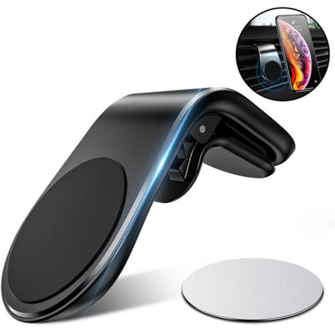 Support de téléphone magnétique pour voiture, support de navigation en forme de L, universel pour grilles d'aération de voiture (1/4)